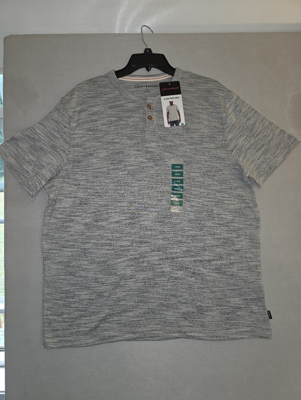 Lucky Brand Men’s Heather Gray Short Sleeve Henley